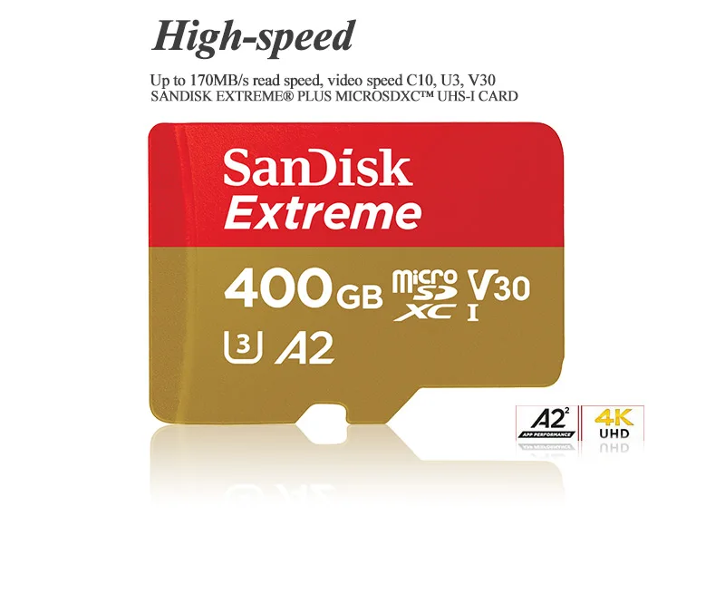 100% Original SanDisk 400GB Micro SD Card V30 U3 Class10 A2 A1 Memory Card Micro SDXC up to 170MB/s 400GB TF Card for smartphone