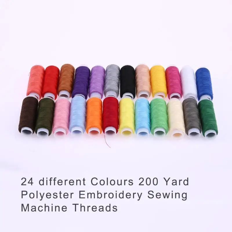 24 цвета вышивка швейные нитки Полиэстер швейные нитки истирание Dyde конус для лоскутных нитей ремесло швейная машина