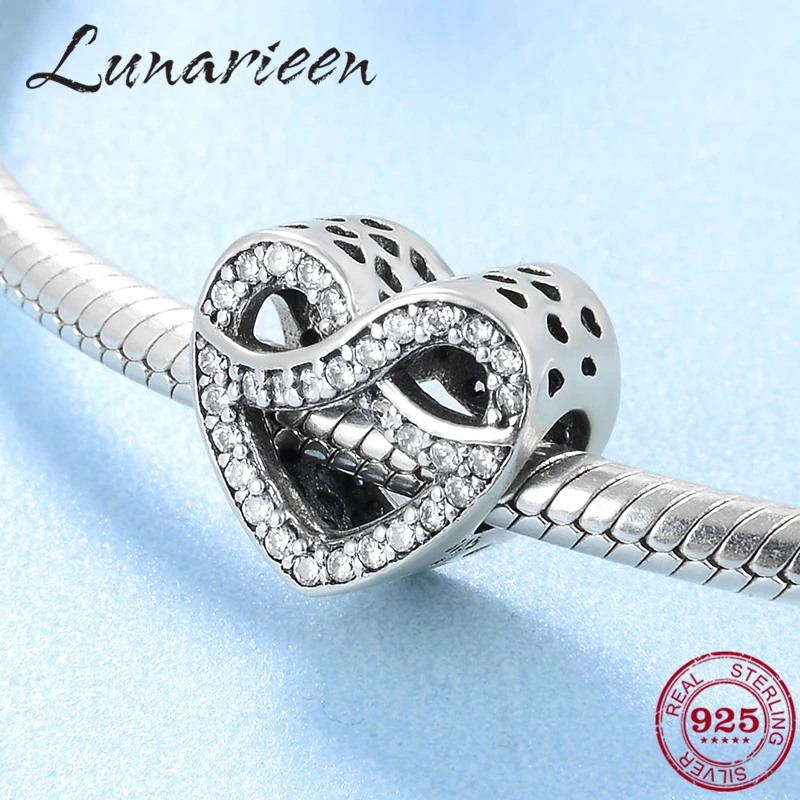 

Hot Valentine's Day Gift 925 Sterling Silver Sparkling CZ Hearts shape Beads Fit Pandora Charm Women Bracelets Bangles Jewelry