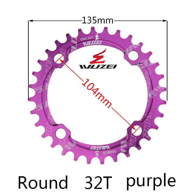 Одна узкая ширина система скорости Crown 104 Bcd 1 Rodada 38 36 34 32 T Mtb 9 10 11 S 1*11 крест кольцо - Цвет: Purple 32T Round