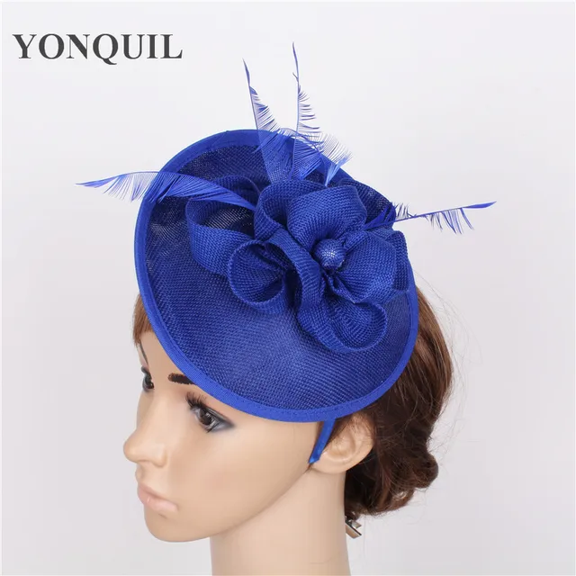High Quality 17 Color Royal Blue Hair Fascinators For Short High Quality 17 Color Royal Blue Hair Fascinators For Short Imitation Sinamay Hats Wedding