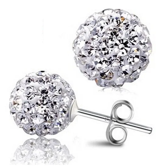 Женские блестящие серьги гвоздики из серебра 925 пробы 10 мм|ball stud earrings|fashion earringsstud