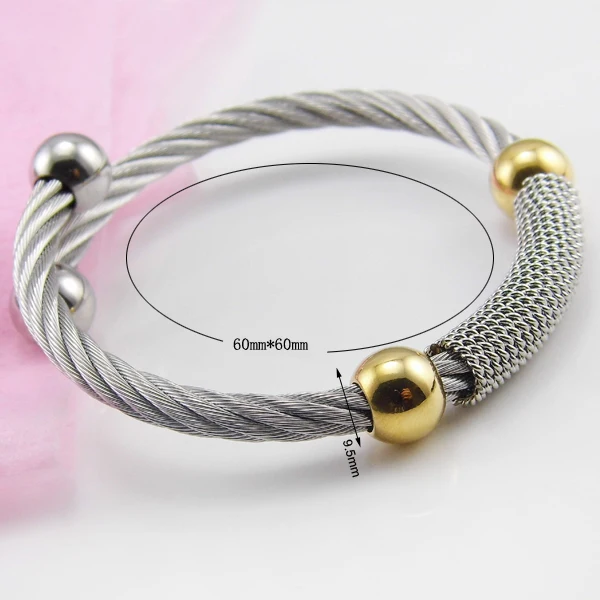 New Hot Sell Fashion Women Stainless Steel Jewelry Elastic Wire Bracelets Bangles 2