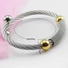 New Hot Sell Fashion Women Stainless Steel Jewelry Elastic Wire Bracelets Bangles 2