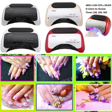 48w led UV lamp for nail Polish Gel fast dry Curing Nail tools with automatic hand sensor EU AU US UK plug 12W CCFL + 36W LED