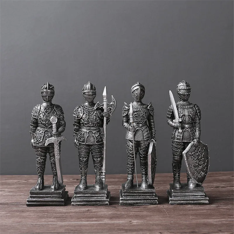 Artificial European Vintage Roman Soldier Figurines Miniatures Living Room Warrior Home Decor Resin Ornament Valentines Day Gift9