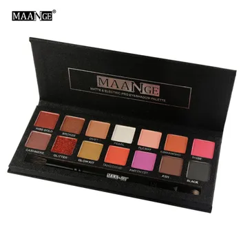 

MAANGE Eye Shadow Palette Shimmer Matte Pigment Eyeshadow 14 Colors Beauty Cosmetics Mineral Nude Glitter Eye Nude Makeup +Brush