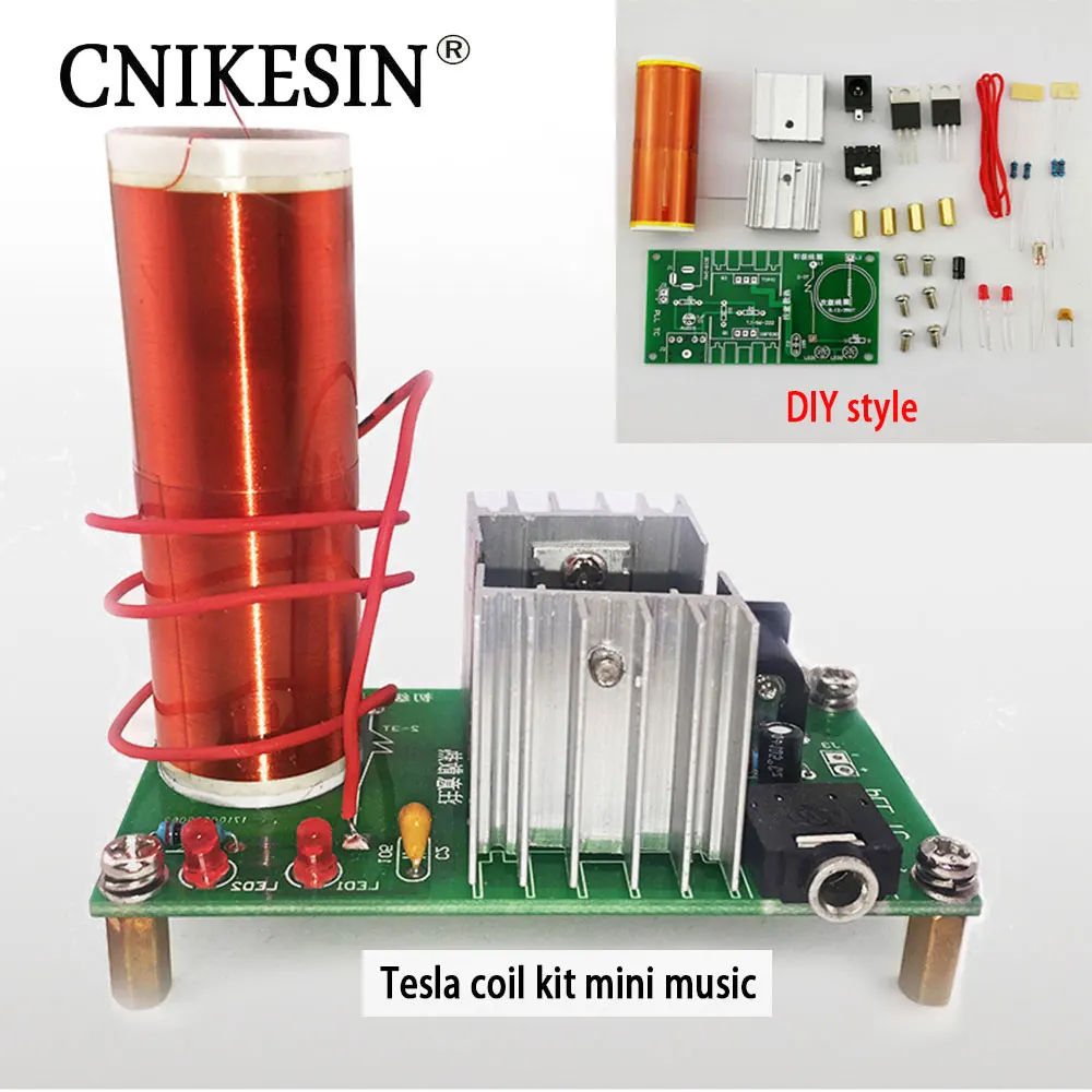 CNIKESIN DIY Kits 1 Set Mini Tesla Coil Kit 15W Mini Music Tesla Coil ...