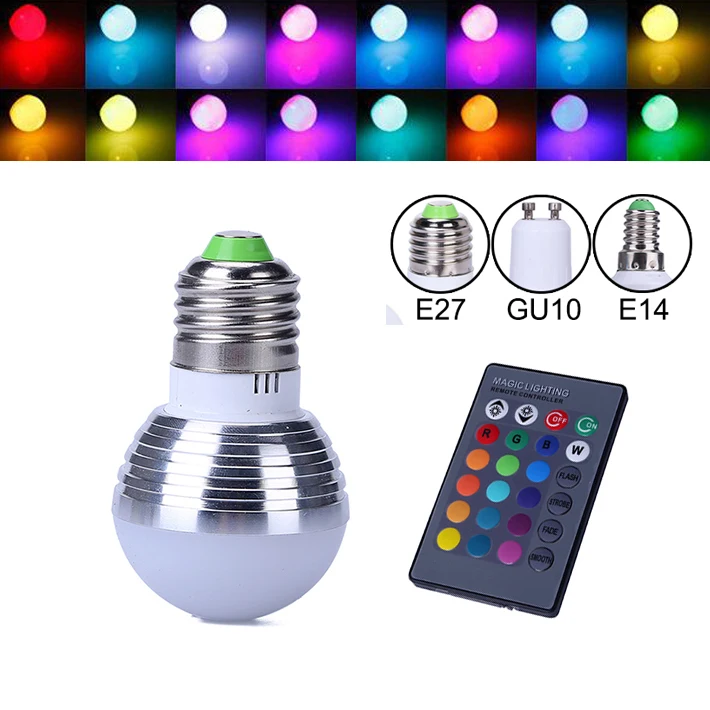 3 Вт RGB Светодиодный прожектор E27 E14 GU10 16 видов цветов точечная светодиодная