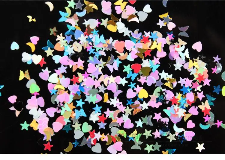 Günstige 1 kg 69,50 Euro tasche glitter mix Nail art Glitter Fantasie glitter Herz Sterne schmetterlinge nail art glitter form spangle pailletten