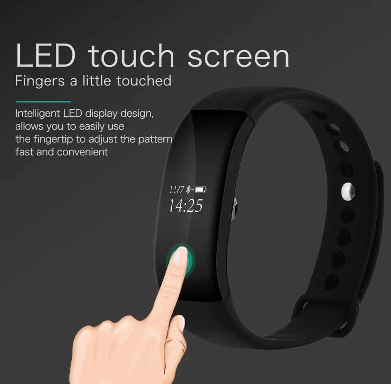 

Smartch New Arrival Heart Rate Monitor Bluetooth Fitness Smart Bracelet for HTC Samsung S7 iPhone 7 V66 Smart Band in Stock