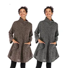 Autumn and winter women's high collar ruffled jacket loose large size long sweater Autumn and winter women's high collar ruffled jacket loose large size long sweater