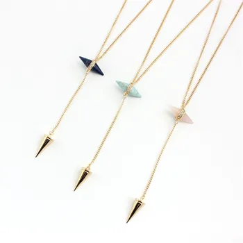 

2016 free shipping new rivet paragraph lapis, barite powder personality Necklace