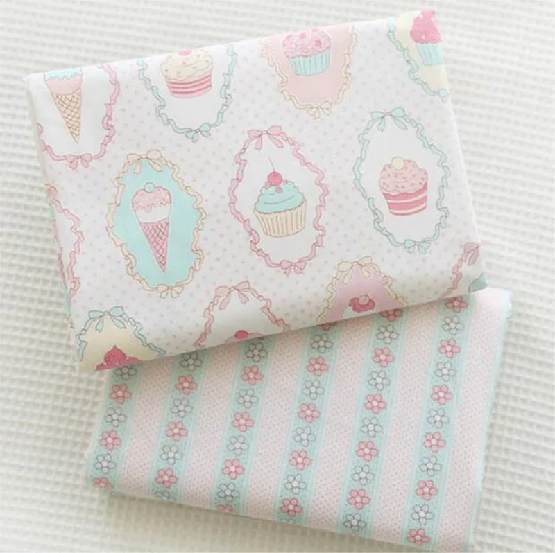 

Syunss Ice Cream Printed Cotton Fabric For DIY Tissue Patchwork Telas Sewing Baby Toy The Cloth Bedding Quilting Textile Tecido