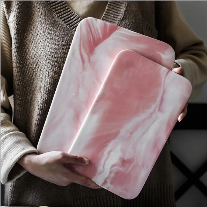 Nordic Natural  Marble Ceramic Tray Cake Bread Fruit Cutting Board Breakfast Plate Western Steak  Pizza Flat Plate