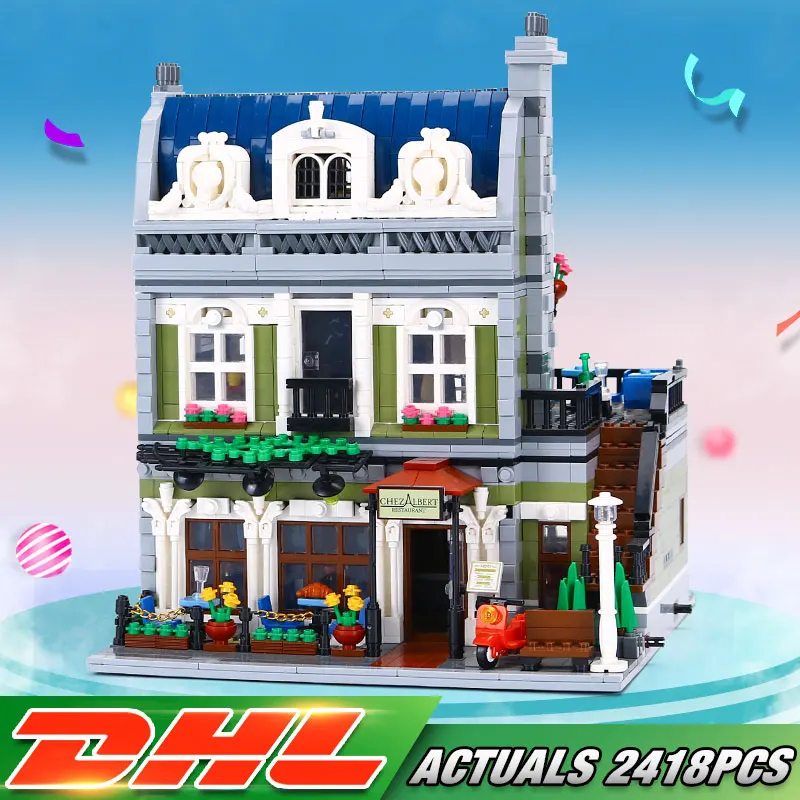 

2019 DHL City Street The Parisian Restaurant Model Building Kits Blocks Funny Children Toys Christmas Gifts