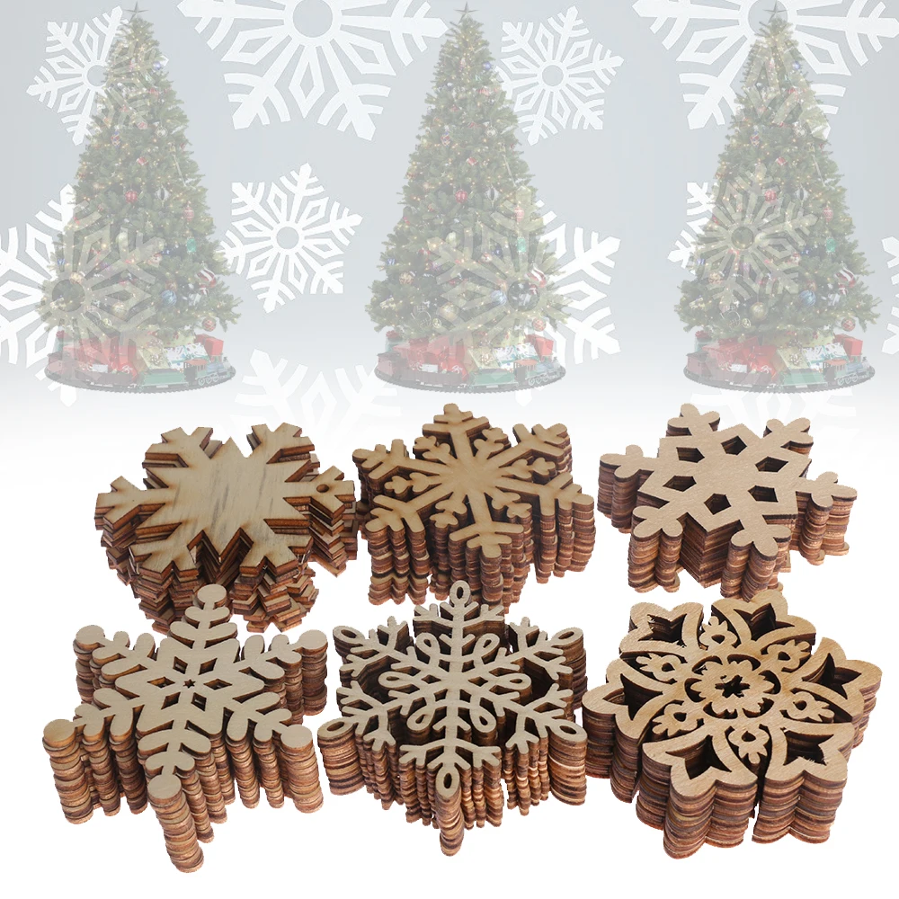 Us 1 22 28 Off 10pcs Wood Snowflake Hanging Ornament Rustic Christmas Decorations For Xmas Christmas Tree Holiday Party Home Decor In Wood Diy