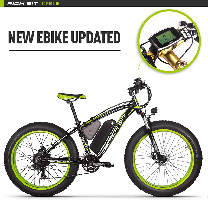 Excellent RichBit RT-012 Plus 21s Electric Bike With Computer Speedometer electric Odometer Powerful Electric MTB Bike 17AH 1000W eBike 1