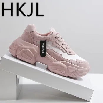 

HKJL Fashion women Europe station spring 2019 new silk and satin tide joss-ups thick bottom leisure shoes dad shoes A291