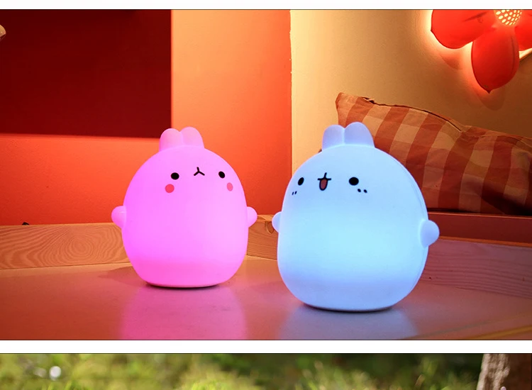 New style Rabbit LED Night Light For Children Baby Kids Bedside Lamp Multicolor Silicone Touch Sensor Tap Control Nightlight (9)