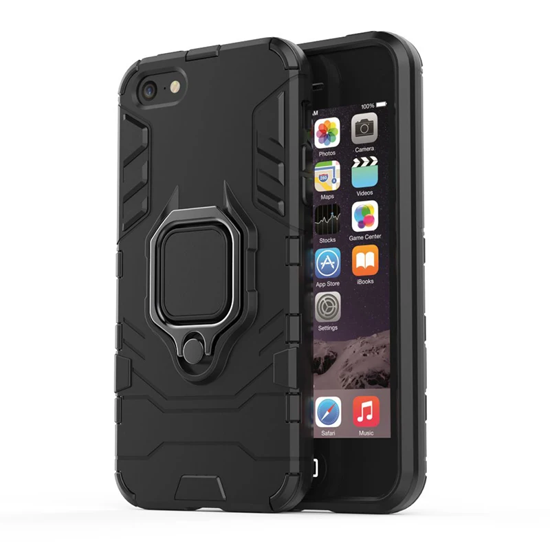 

Magnetic Adsorption Armor Ring Kickstand Phone Case For iPhone 5S SE 6S 7 8 Plus XR XS Max Anti-knock Car Holder Back Cover