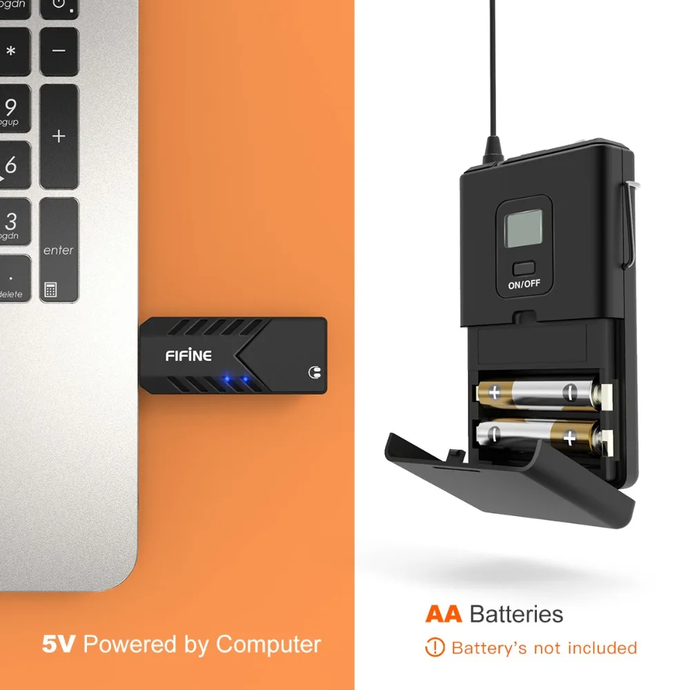 Microfone sem Fio para Computador e Mac Condensador com Receptor Gravação e Podcast Usb para Entrevista Fifine Microfone - Image 4