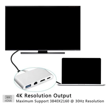 

Multifunction Type-C to HDMI 4K+RJ45 Gigabit Ethernet USB 3.1 Type C HUB Adapter Splitter USB C For Macbook air HDTV Chromebook