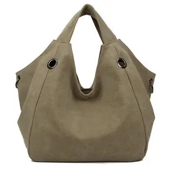 

Casual Women Large Capacity Solid Color Canvas Zipper Shoulder Handbag Tote