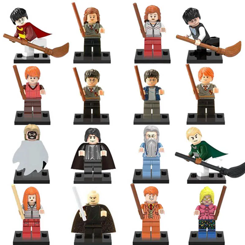 

16pcs New Legoing Minifigure Harry Potter College of Wizardry Death Hermione Ron Ginny Luna George Figure Building Block Toys