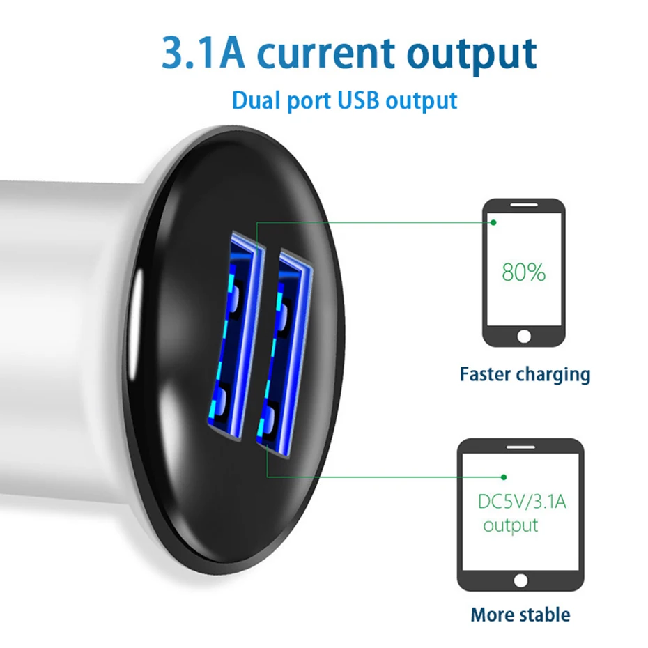 Двойное USB Автомобильное зарядное устройство 5 В 3.1A max для iphone X 8 7 Plus Универсальный адаптер для автомобильного прикуривателя для samsung S7 S6 USB зарядное устройство s