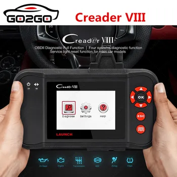 

HotLaunch Creader VIII Code Reader X431 Creader 8 Supports 4 System With ERP +Oil Reset +SAS Functions Free Update Online CRP129