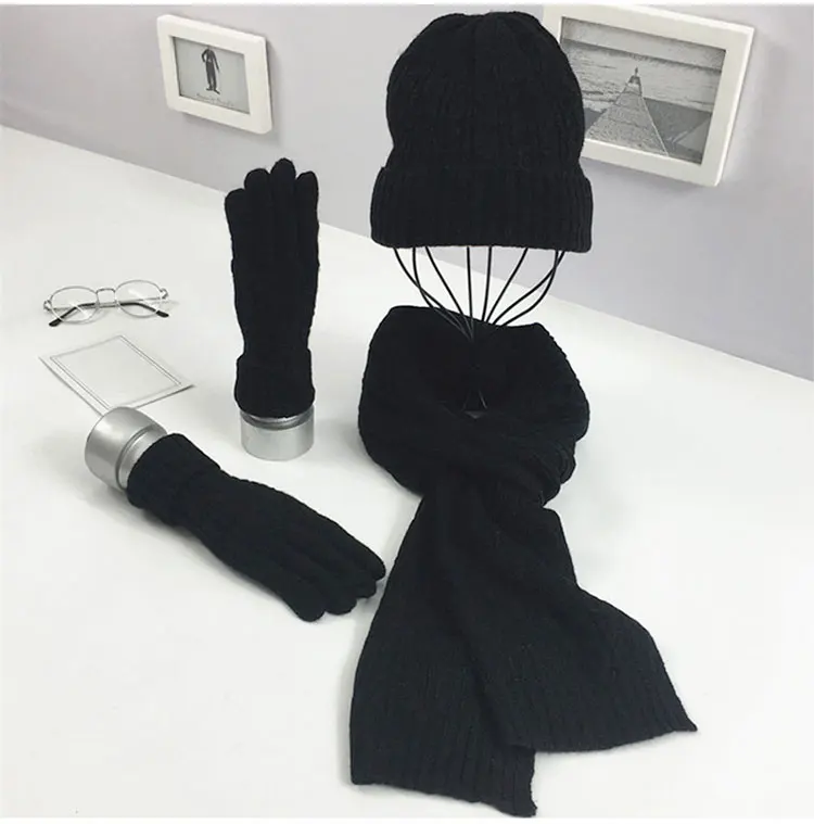 3 шт. женская зимняя вязаная шапка; шарф перчатки наборы для ухода за кожей мода твист полосы кепки Gorros капот шерсть для ручного вязания шарф