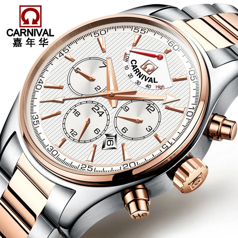 

High-end Sport watch CARNIVAL Professional diving Automatic watch with Energy Display Calendar Week Luminous mechanical watches