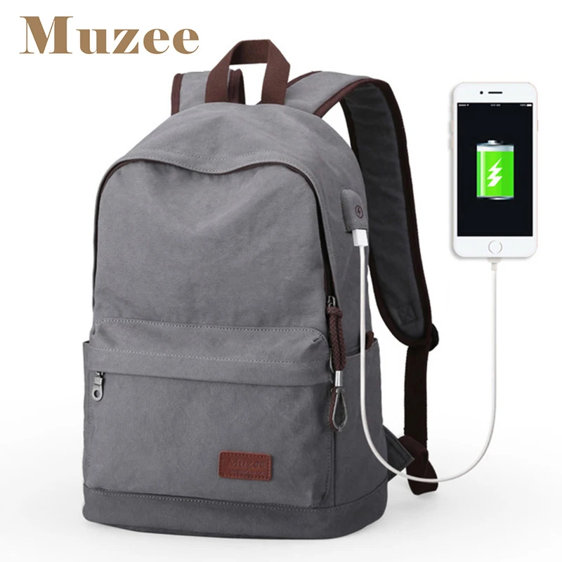 Best Muzee Canvas Men Backpack Large Capacity Backpack School Bags for Teenagers Laptop Backpack USB Charging Bags Male Mochila