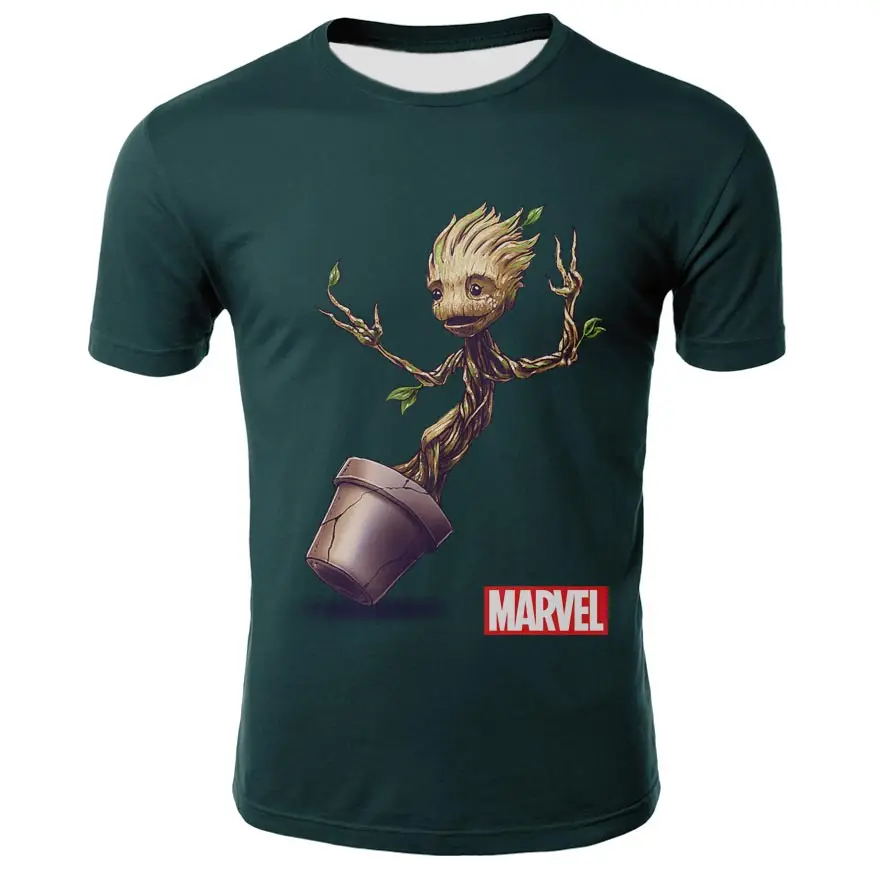 

2019 comic superhero Groot 3D T-shirt cool fashion Groot 3D printing men's women's 3D shirt direct sales and wholesale cartoon