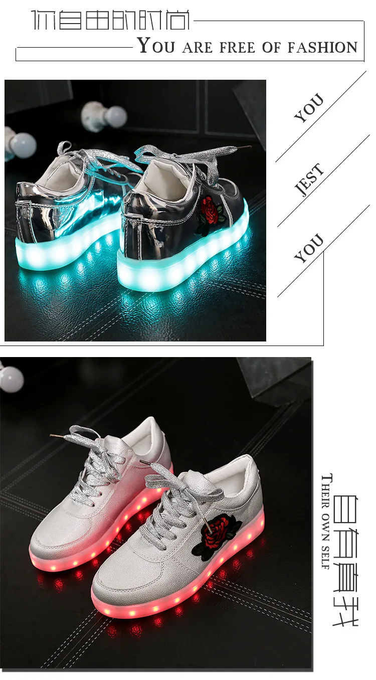 led sapatos light up usb recarregável sapatos