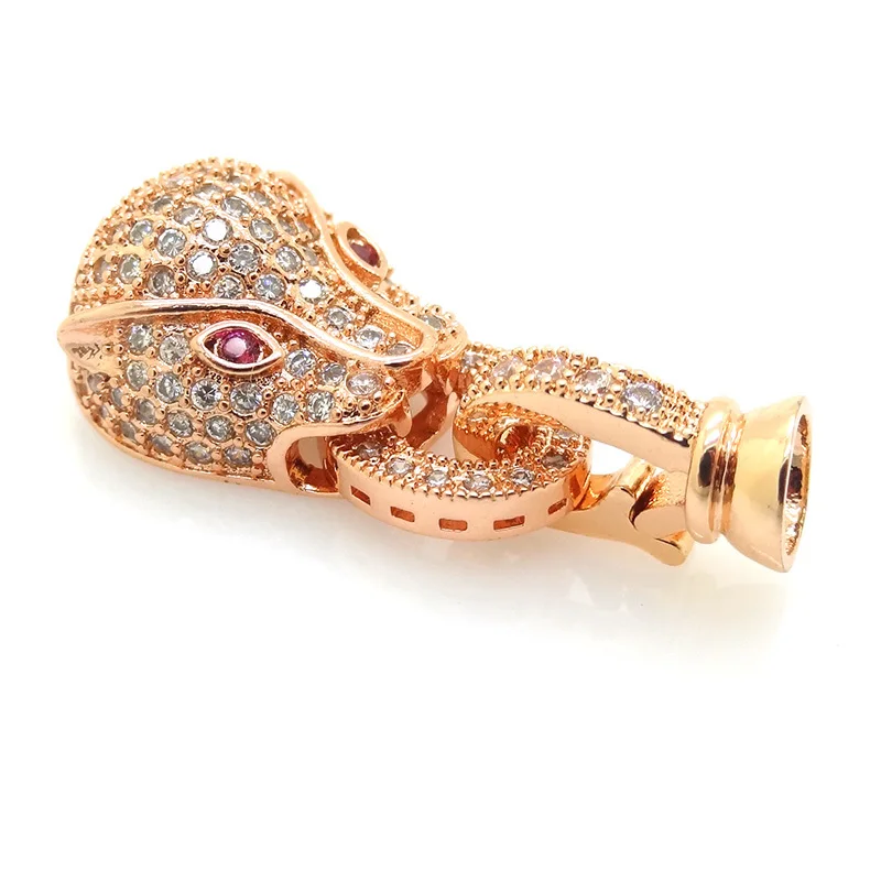 Unique Jewelry Clasp & Hooks,Red Eye Leopard Clasp Micro Pave Cubic