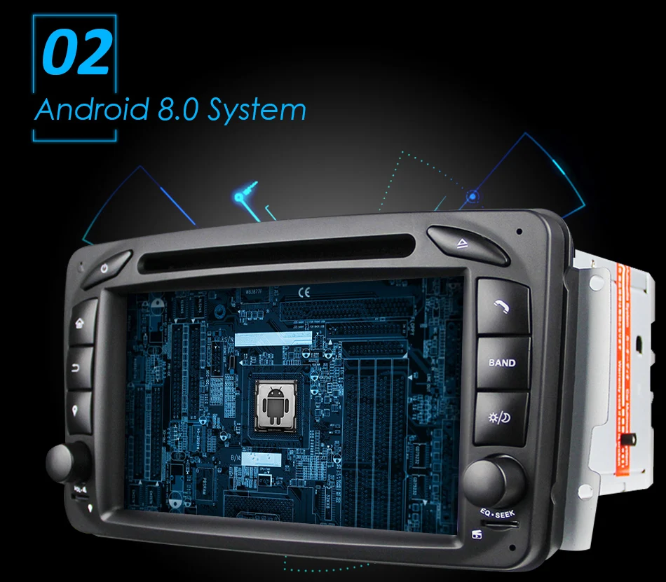 Best Eunavi 7" 2 Din 1024*600 HD Octa Core 4GB 32GB Android 8.0 Car DVD GPS For Benz C-Class W203 W209 G-Class W463 A Class W168 Vito 2
