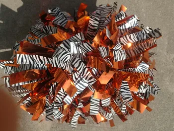

Professional Cheerleader Pom poms 3/4"x 6" Metallic orange mixed with zebra custom color