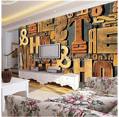 Free shipping custom European 3D large murals Coffee hall KTV wallpaper bar parlor bedroom background wall paper letters | Обустройство