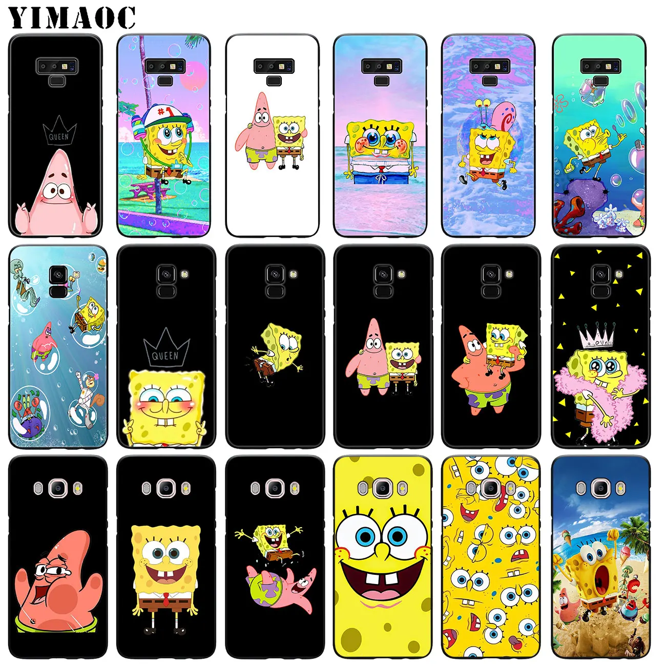 

YIMAOC Spongebob Soft Silicone Phone Case for Samsung Galaxy A6 Plus A9 A8 A7 2018 A3 A5 2016 2017 Black Note 9 8 TPU Cover