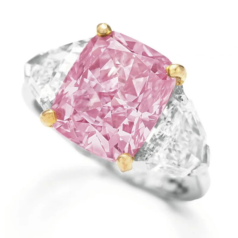 

Top Quality Minimalist Pink Stone Rings for Women Triangular Crystal Ring Wedding Engagement Ring Fashion Jewelry Anillos Mujer