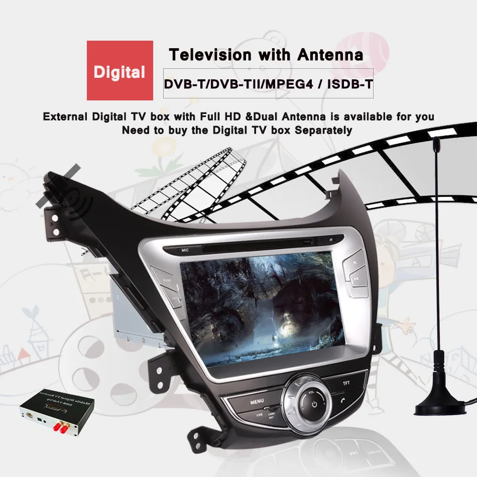 Sale Octa CORE Android 9.0 car dvd gps player 4+64G For HYUNDAI ELANTRA/i35 2011-2013 Tape recorder navigation Radio 4/3G WIFI 16