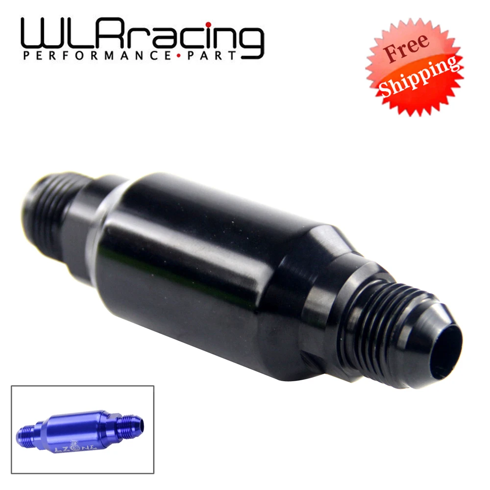 

WLR Free Shipping Billet In-Line Street Fuel Filter # 8 AN Male Blue,Black 40 microns Fuel filter AN8 WLR5580