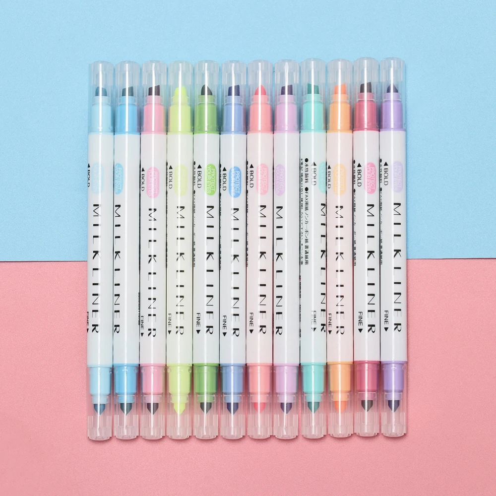 6//12 PCS Cute Double Headed Fluorescent Pen Highlighter Pen Color Mark Pen