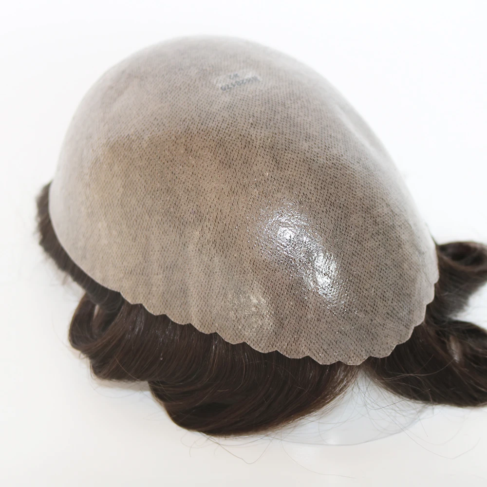 Eversilky Durable Skin Men's Wigs Real Natural Human Hair Hairpiece Toupee Replacement Wigs