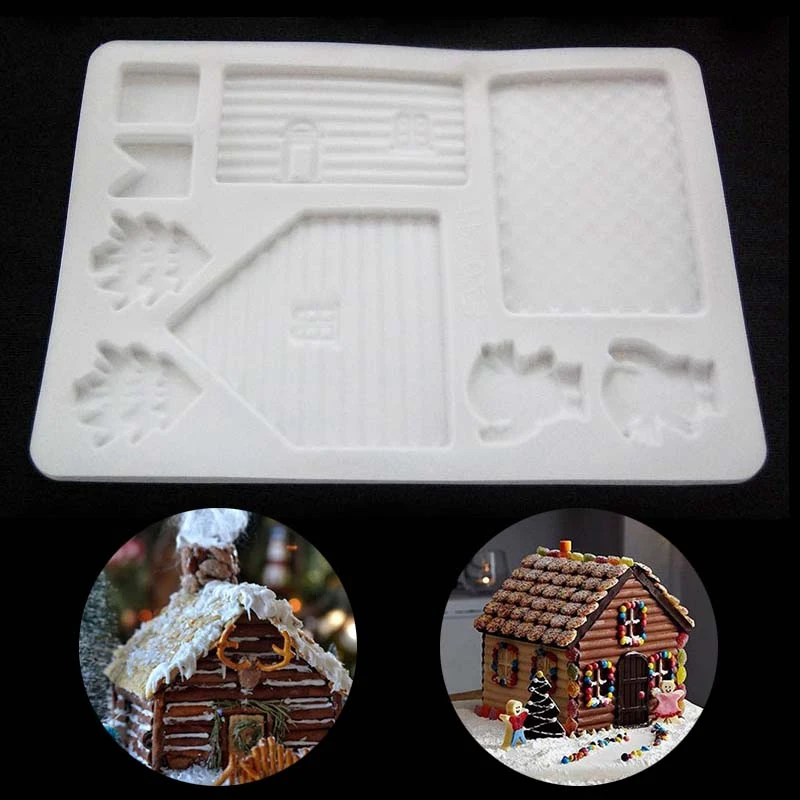 

2018 New Creative DIY Silicone Christmas House Xmas Cake DIY Mold Baking Tools Chocolate Candy Cookies Decor Cake Mold