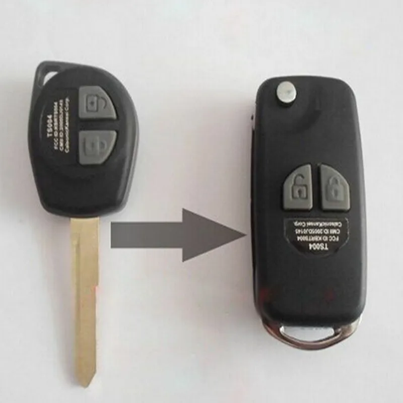 

DAKATU New Replacement Shell Modified Folding Flip Remote Case Fob for Suzuki SX 4 SX4 Swift 2 Button with Rubber pad