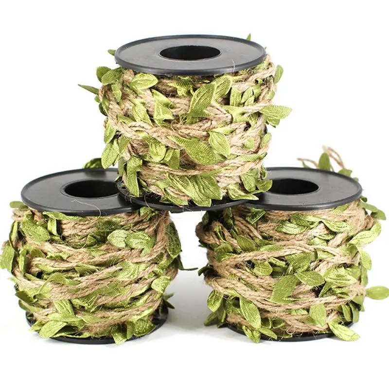 

1 Roll DIY Handmade Leaves Practical Natural Rustic Decorative 10M Simulation Green Leaves Weaving Rope for Gift Decor