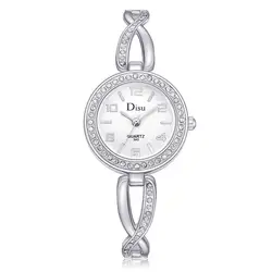 Disu Женская мода часы браслет горный хрусталь сплава ремень наручные женские Девушки Повседневная Кварцевые часы подарки TT @ 88